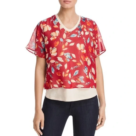 Donna Karan Floral Layered Blouse - Picture 1 of 10